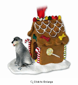 Irish Wolfhound Gingerbread House Christmas Ornament