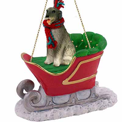 Irish Wolfhound Sleigh Ride Christmas Ornament