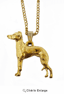 Italian Greyhound 24K Gold Plated Pendant with Necklace