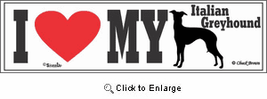 Italian Greyhound Bumper Sticker I Love My