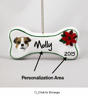 Jack Russell Terrier Personalized Dog Bone Christmas Ornament