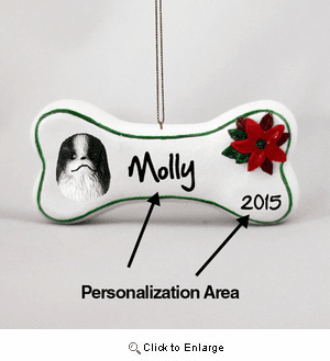 Japanese Chin Personalized Dog Bone Christmas Ornament