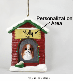 Japanese Chin Personalized Dog House Christmas Ornament