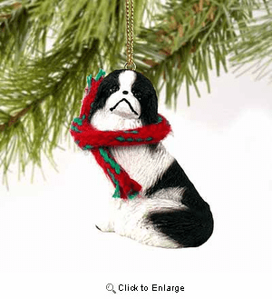 Japanese Chin Tiny One Christmas Ornament Black-White