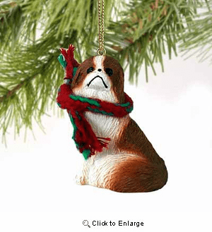 Japanese Chin Tiny One Christmas Ornament Red-White