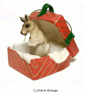 Kangaroo Grey Gift Box Red Christmas Ornamen