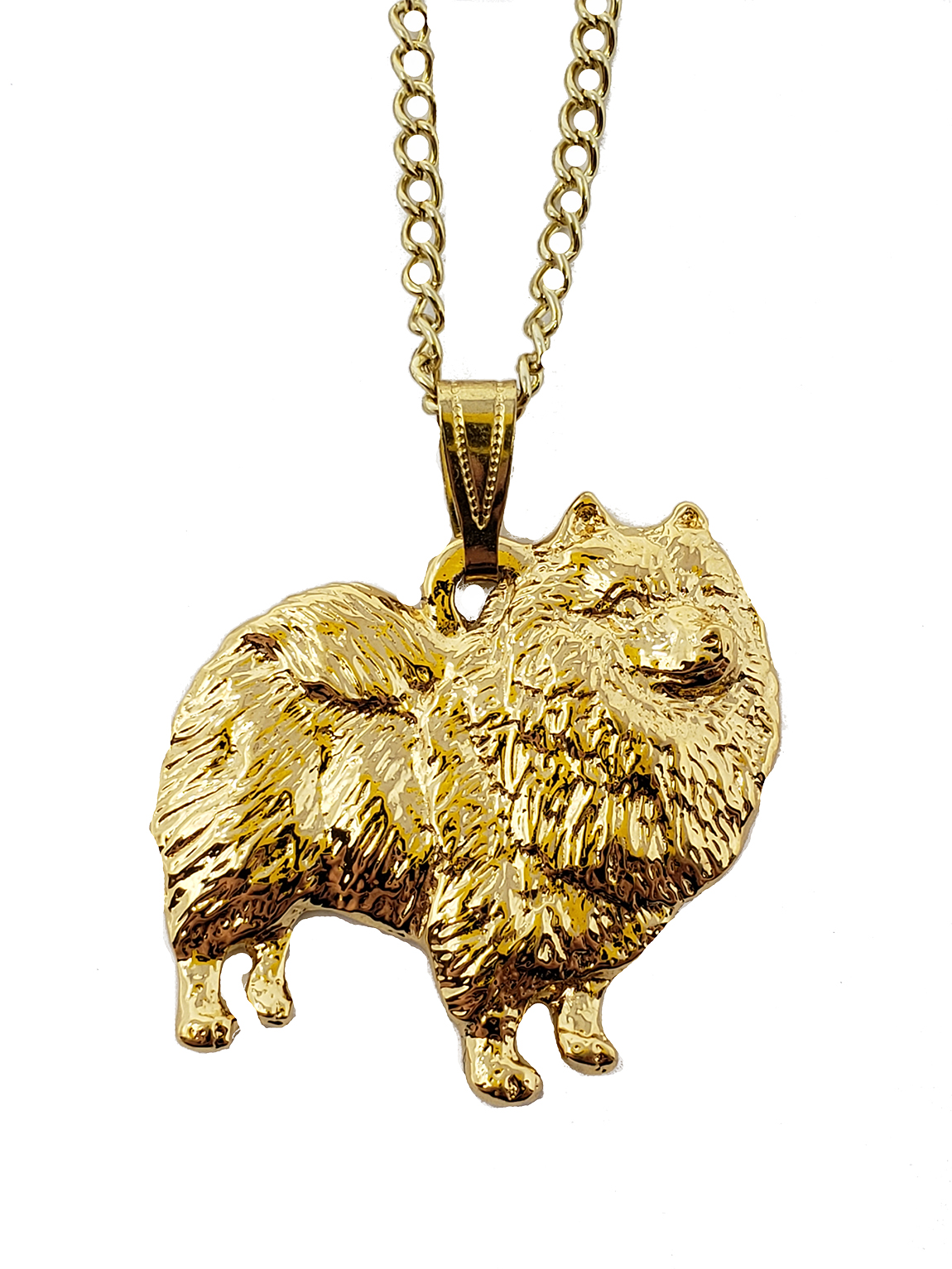 Keeshond 24K Gold Plated Pendant with Necklace