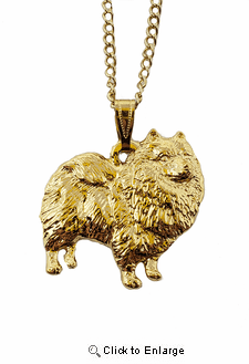 Keeshond 24K Gold Plated Pendant with Necklace