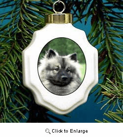 Keeshond Christmas Ornament Porcelain