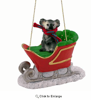 Koala Sleigh Ride Christmas Ornament