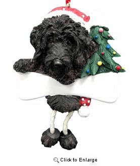 Labradoodle Christmas Tree Ornament - Personalize (Black)