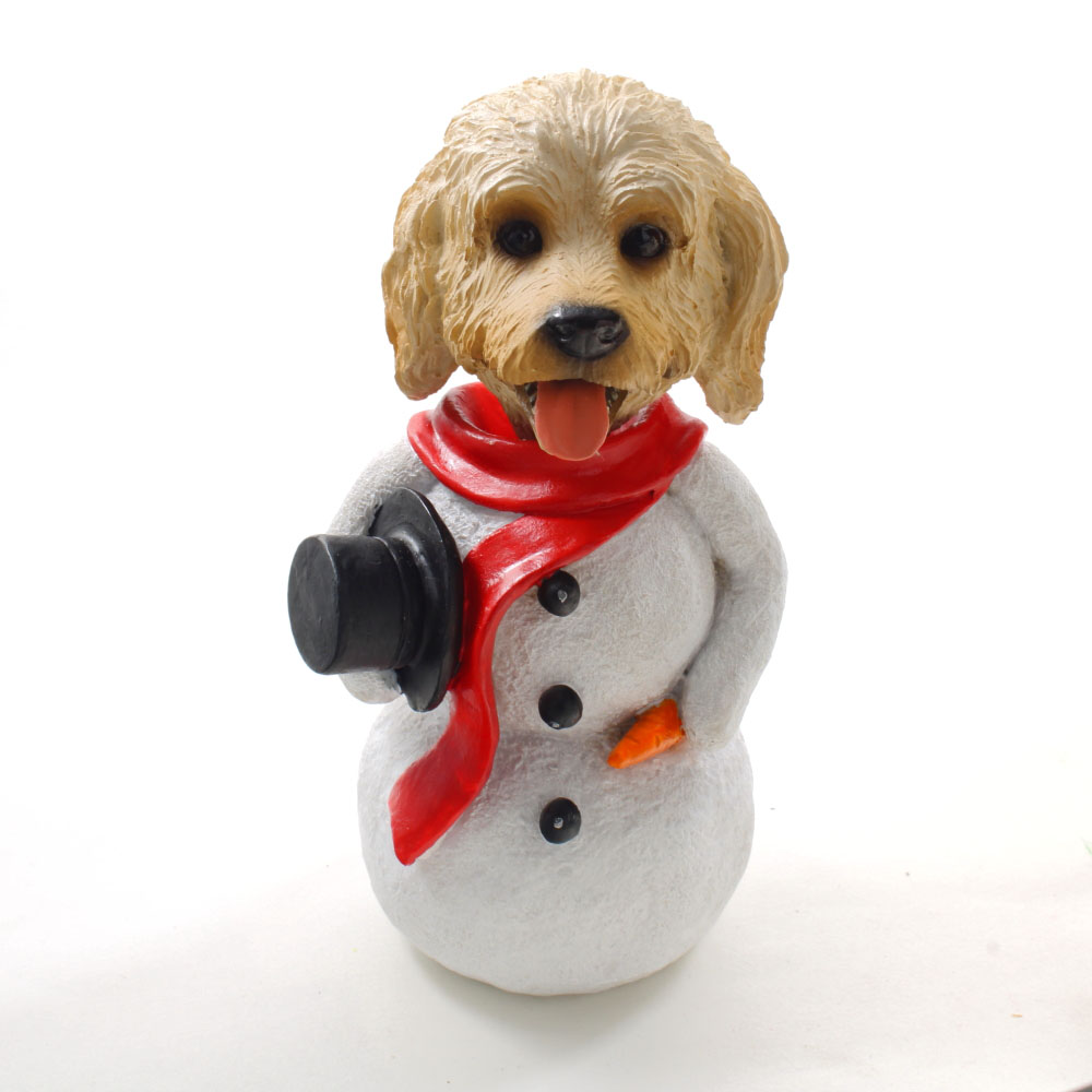 Labradoodle Cream-Blonde Snowman Christmas Decoration