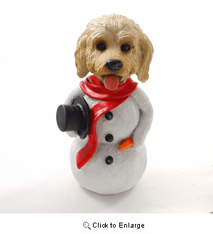Labradoodle Cream-Blonde Snowman Christmas Decoration