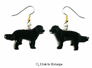 Labradoodle Earrings Black Hand Painted Acrylic