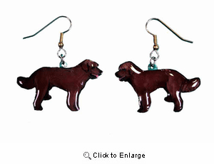 Labradoodle Earrings Chocolate Hand Painted Acrylic
