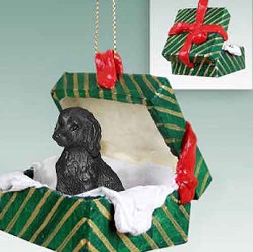 Labradoodle Gift Box Christmas Ornament Black