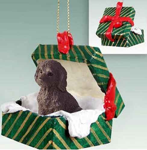 Labradoodle Gift Box Christmas Ornament Chocolate