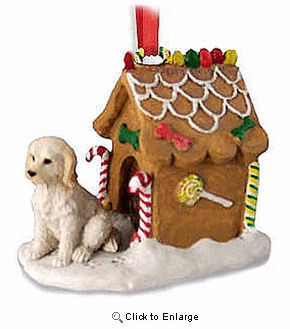 Labradoodle Gingerbread House Christmas Ornament Cream-Blonde