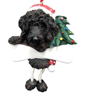Labradoodle Christmas Tree Ornament - Personalize (Black)