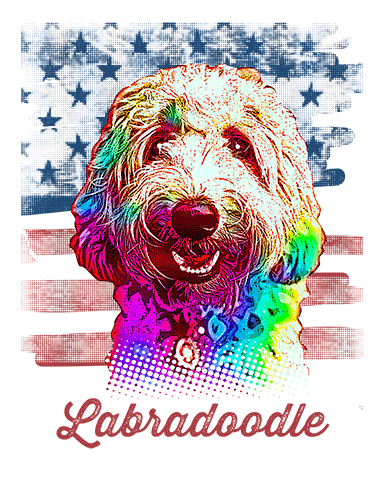 Labradoodle T Shirt Blond American Flag