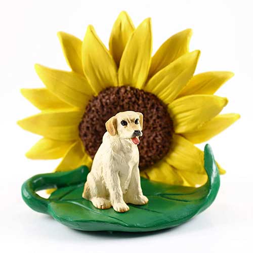 Labrador Retirver Yellow Sunflower Figurine