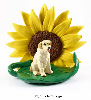 Labrador Retirver Yellow Sunflower Figurine