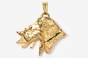 Labrador Retriever 24K Gold Plated Pendant with Duck