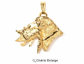 Labrador Retriever 24K Gold Plated Pendant with Duck