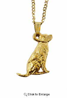 Labrador Retriever 24K Gold Plated Pendant with Necklace Sitting