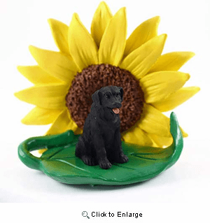 Labrador Retriever Black Sunflower Figurine