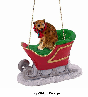Leopard Sleigh Ride Christmas Ornament