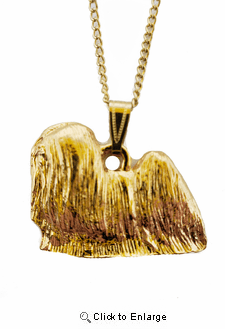 Lhasa Apso 24K Gold Plated Pendant with Necklace