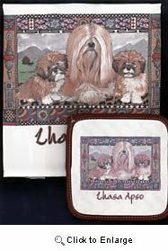 Lhasa Apso Dish Towel & Potholder