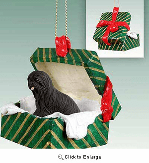 Lhasa Apso Gift Box Christmas Ornament Black
