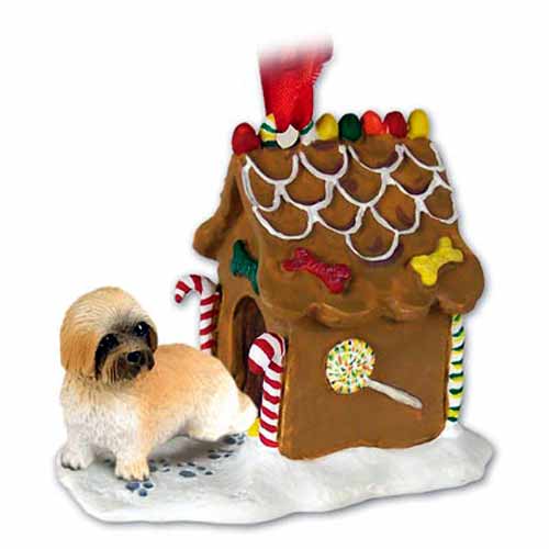 Lhasa Apso Gingerbread House Christmas Ornament Brown Sport Cut