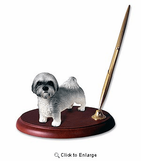 Lhasa Apso Pen Holder ( Gray Sport cut)