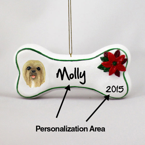 Lhasa Apso Personalized Dog Bone Christmas Ornament