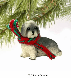 Lhasa Apso Tiny One Christmas Ornament Gray Sport Cut