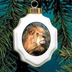 Lion Christmas Ornament Porcelain