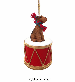 Little Drummer Airedale Terrier Christmas Ornament