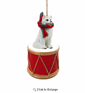 Little Drummer American Eskimo Dog Christmas Ornament