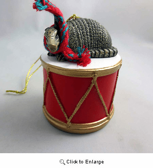 Little Drummer Armadillo Christmas Ornament