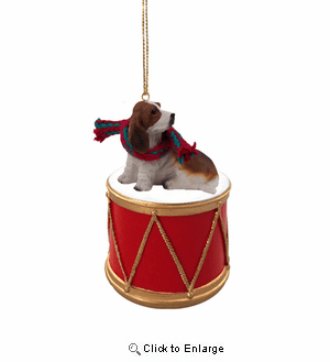 Little Drummer Basset Hound Christmas Ornament
