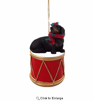 Little Drummer Black Dachshund Christmas Ornament