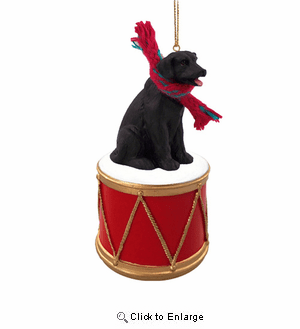 Little Drummer Black Labrador Christmas Ornament