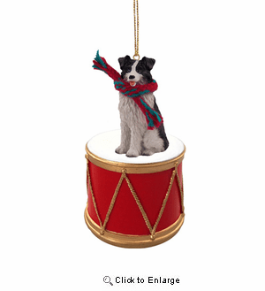 Little Drummer Border Collie Christmas Ornament