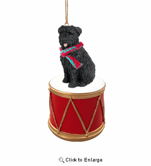 Little Drummer Bouvier Des Flandres Uncropped Christmas Ornament