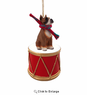 Little Drummer Boxer Christmas Ornament