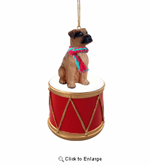 Little Drummer Boxer Tawny Uncropped Christmas Ornament