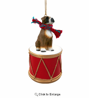 Little Drummer Boxer Uncropped Christmas Ornament